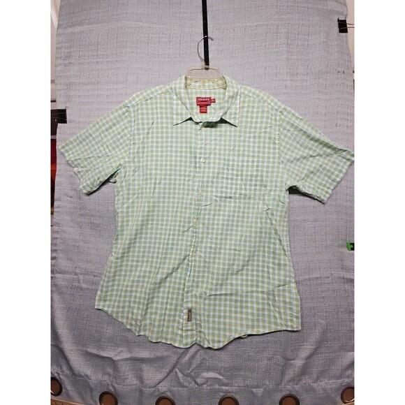 Chaps Men’s Short Sleeve Button-Down Shirt XL Green Checkered  Pre-Owned - Picture 2 of 6